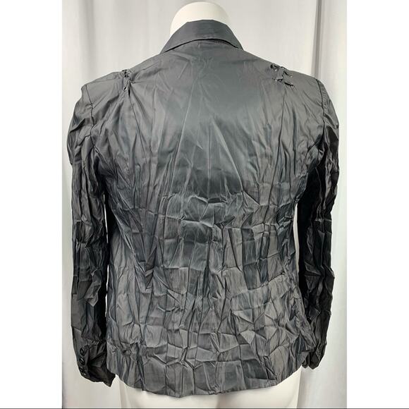 50% OFF Yest Charcoal Blazer Creased Look Jacket Braided Laces Shoulder Two - Picture 3 of 7